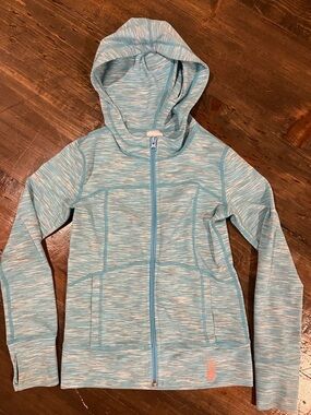 Zella Girls' Aqua Heather Hooded Zip Jacket